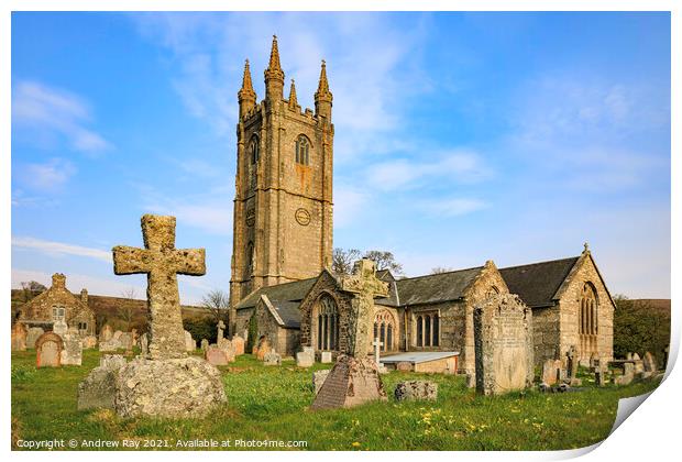 Gravestones at Widecombe-in-the-Moor Print by Andrew Ray