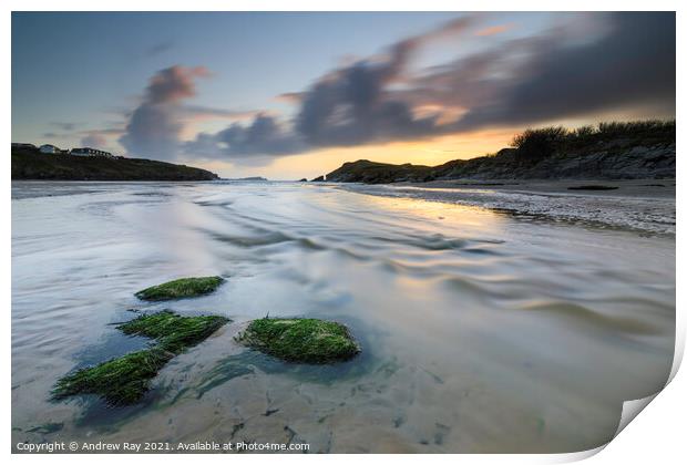 River on Porth Beach Print by Andrew Ray