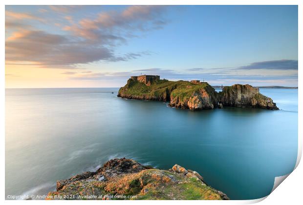 St Catherines Island at sunrise (Tenby)  Print by Andrew Ray