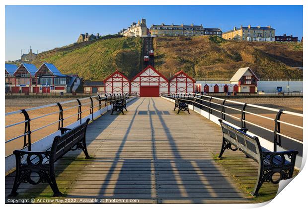 Saltburn-by-the-Sea from the pier Print by Andrew Ray
