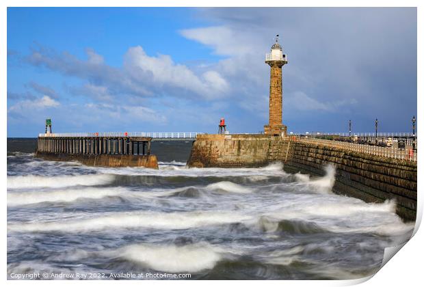 Incoming waves at Whitby Print by Andrew Ray