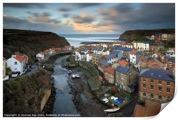 Staithes evening  Print by Andrew Ray