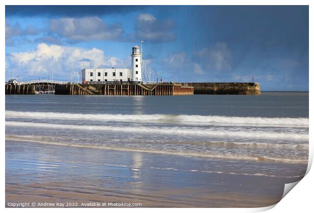 Beach view (Scarborough Lighthouse)  Print by Andrew Ray