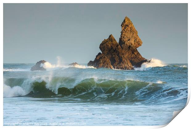 Incoming wave (Broad Haven South)  Print by Andrew Ray