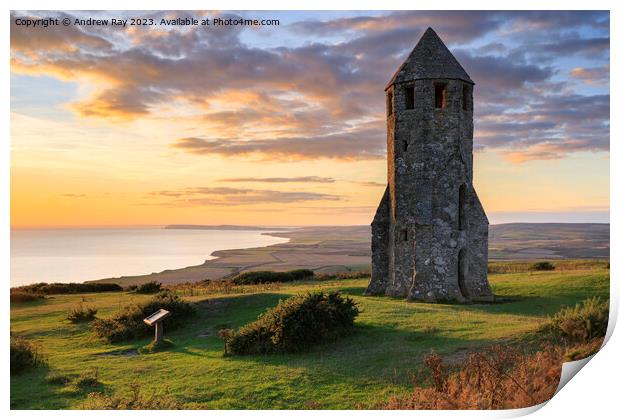 Late light at St. Catherine's Oratory Print by Andrew Ray