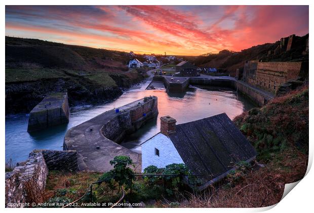 Sunrise over Porthgain Harbour  Print by Andrew Ray