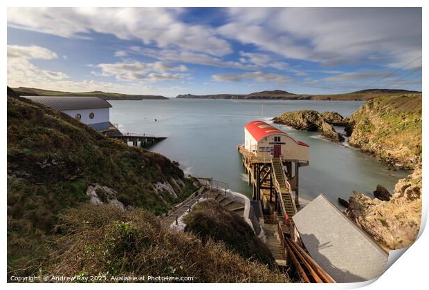 Above St Davids RNLI Stations  Print by Andrew Ray