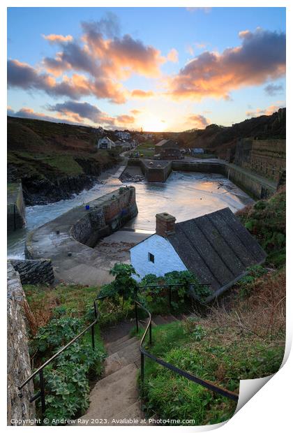 Sunrise at Porthgain Print by Andrew Ray