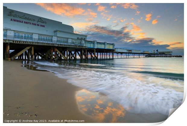 Morning at Sandown Pier Print by Andrew Ray