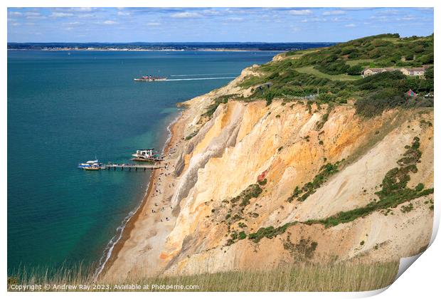 Alum Bay view Print by Andrew Ray