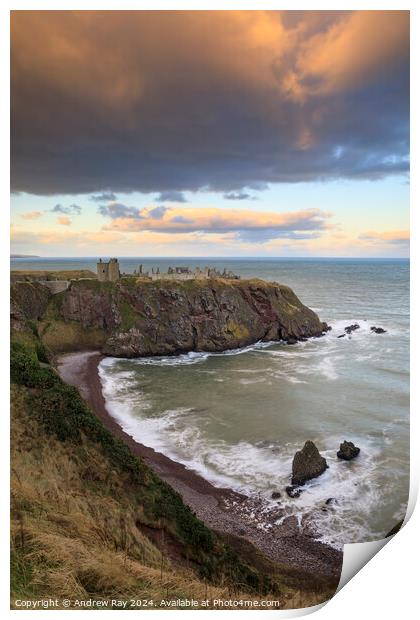 Cliff view (Dunnotter Castle) Print by Andrew Ray