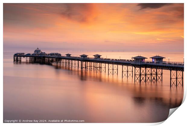 Llandudno Pier at sunrise Print by Andrew Ray