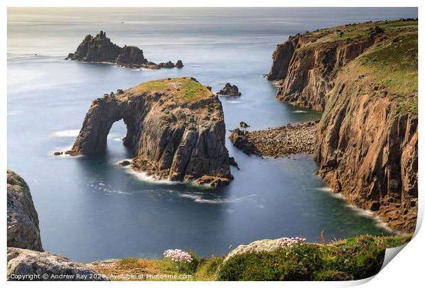 Enys Dodnan and Armed Knight (Land's End)  Print by Andrew Ray