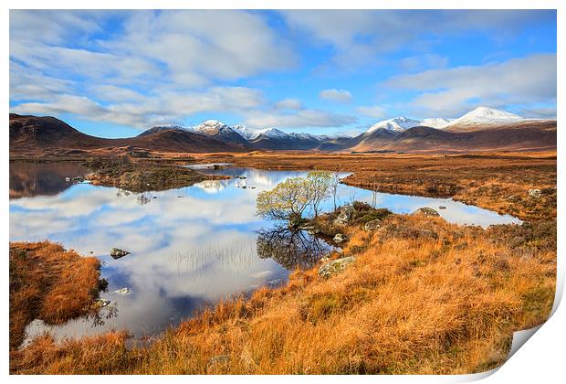 Autumn at Lochan na h-Achlaise Print by Andrew Ray