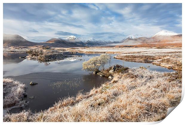 Frosty Morning at Lochan na h-Achlaise Print by Andrew Ray