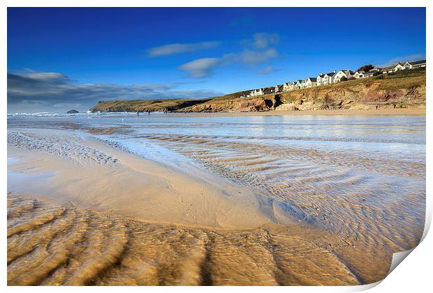 Stream Pattern at Polzeath.tif Print by Andrew Ray