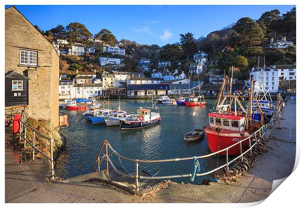 Boats in the Harbour (Polperro)   Print by Andrew Ray