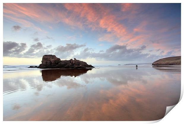 Sunset Reflections (Perranporth) Print by Andrew Ray