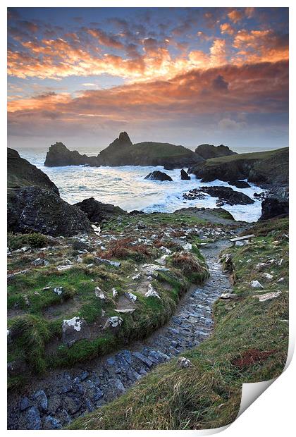 Sunset ay Kynance Cove Print by Andrew Ray