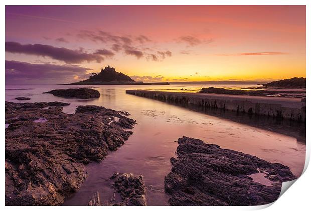 The Slipway at Sunset (St Michael's Mount) Print by Andrew Ray