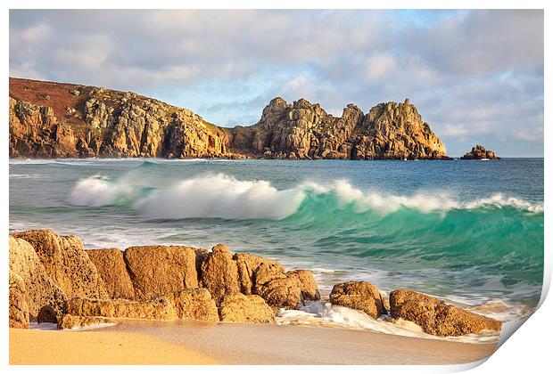 Breaking Wave at Porthcurno Print by Andrew Ray