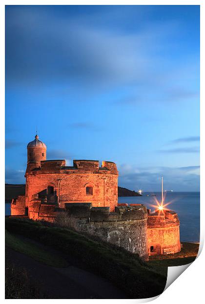 Twilight at St Mawes Castle Print by Andrew Ray