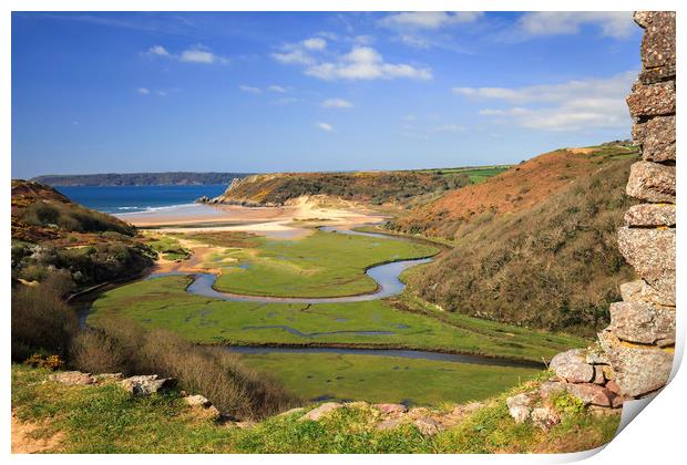 Castle View (Pennard Burrows) Print by Andrew Ray