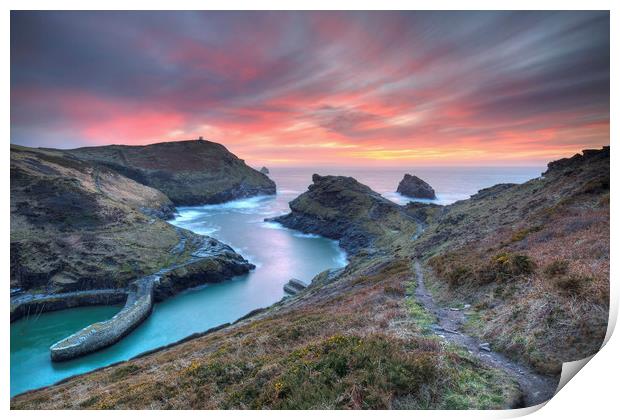 Sunset at Boscastle Print by Andrew Ray