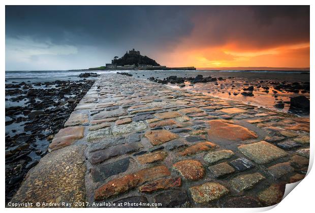 Stormy Sunset (St Michael's Mount)  Print by Andrew Ray