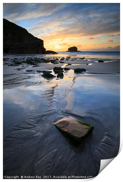 Sunset at Portreath Print by Andrew Ray