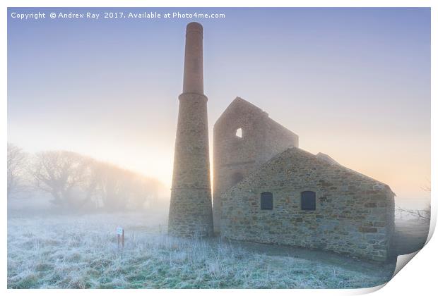 Winters Morning (Wheal Busy) Print by Andrew Ray