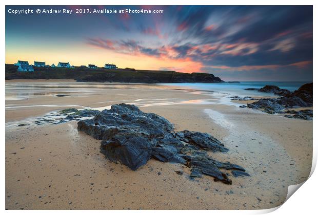 Treyarnon Beach at Sunset Print by Andrew Ray