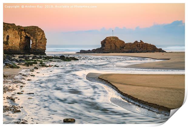 River on Perranporth Beach Print by Andrew Ray