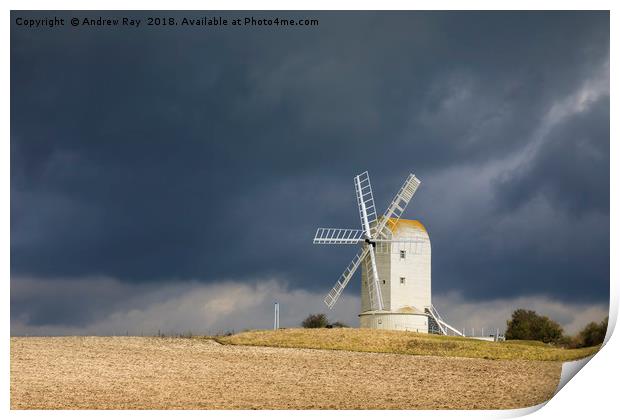 Storm clouds over Ashness Windmill Print by Andrew Ray