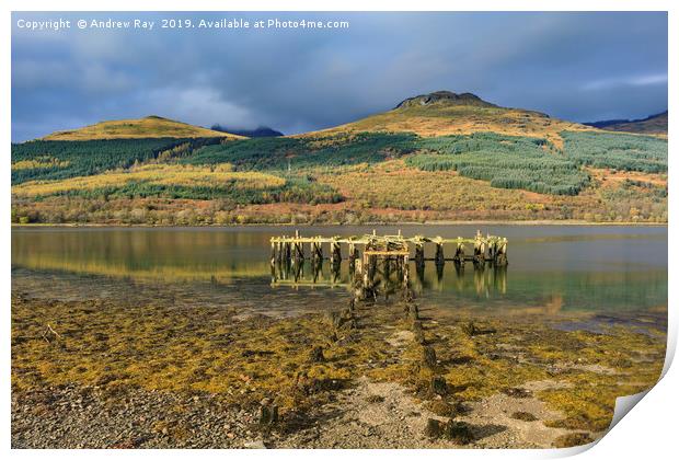 Old pier (Loch Long) Print by Andrew Ray