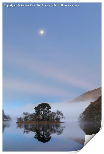 The moon over Loch Awe Print by Andrew Ray