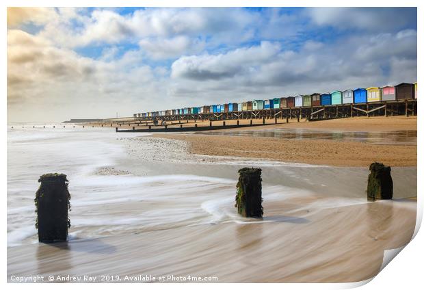 Beach huts at Frinton-on-Sea Print by Andrew Ray