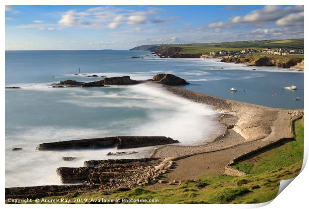 Above Bude Breakwater Print by Andrew Ray