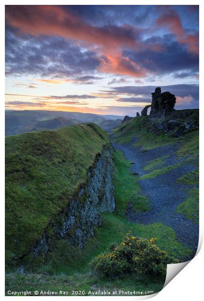 Castell Dinas Brân at sunset Print by Andrew Ray