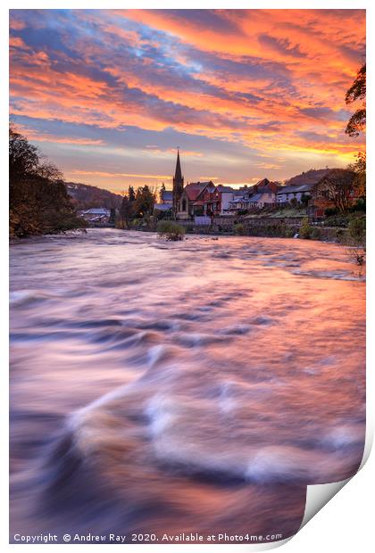Sunrise over Llangollen Print by Andrew Ray