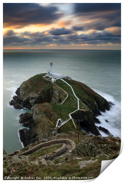 South Stack at sunset Print by Andrew Ray