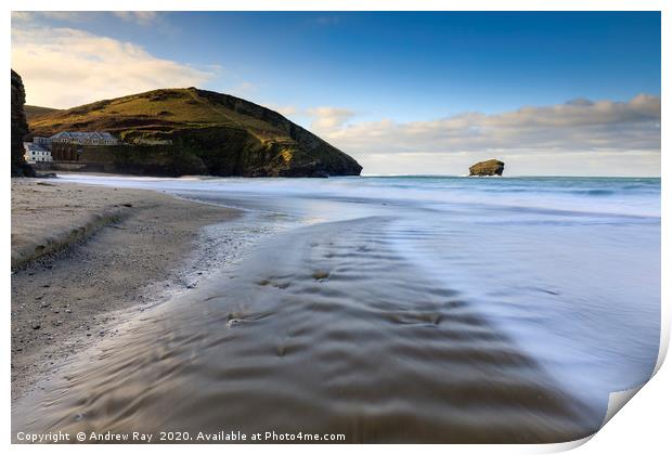 River mouth at Portreath Print by Andrew Ray