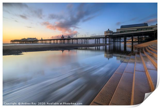 Sunset over Blackpool's North Pier Print by Andrew Ray