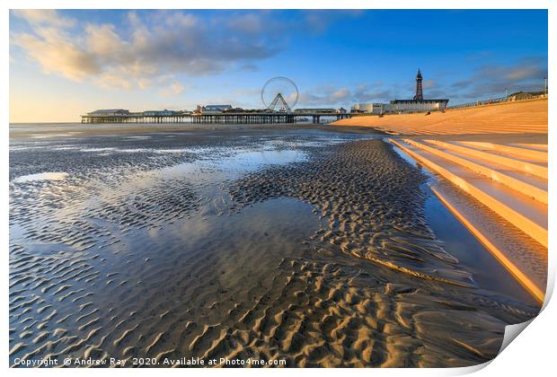 Sand patterns on Blackpool Beach Print by Andrew Ray