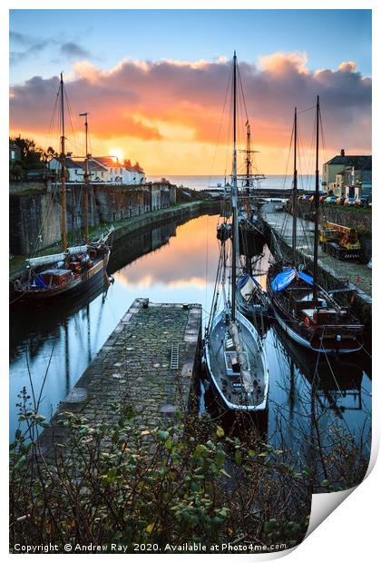 Tall ships at Sunrise (Charlestown) Print by Andrew Ray