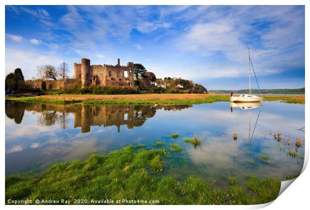 Reflections at Laugharne Print by Andrew Ray