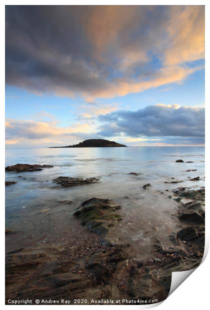 Sunset at Looe Island Print by Andrew Ray