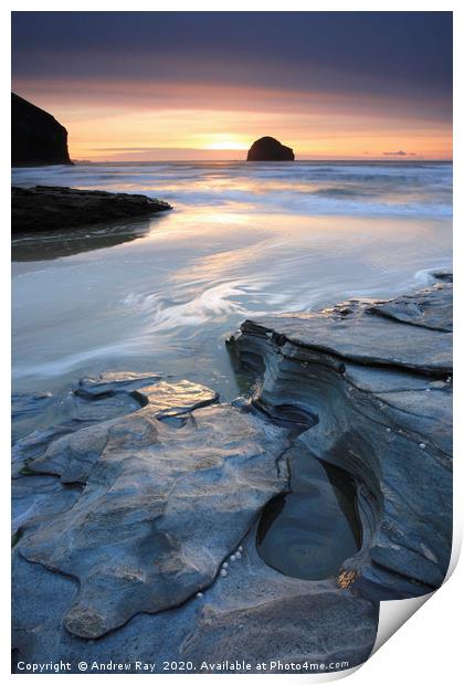 Trebarwith Strand Print by Andrew Ray