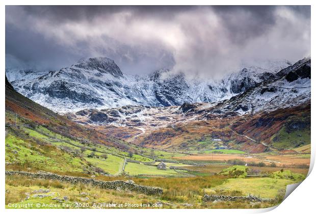 Mountain View  (Nant Ffrancon Valley) Print by Andrew Ray