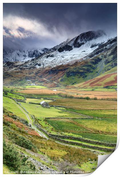 Nant Ffrancon Valley view Print by Andrew Ray